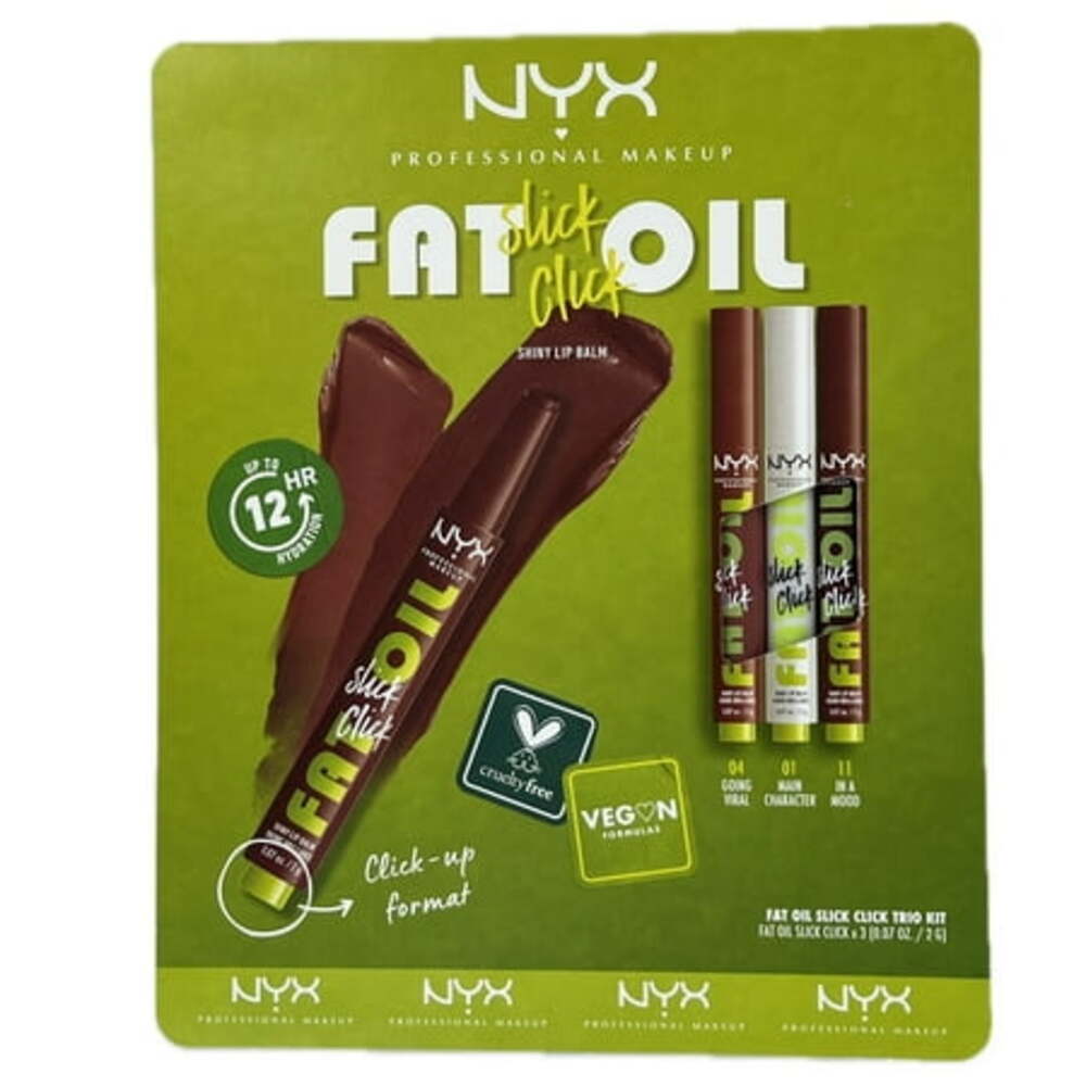 NYX Professional Fat Oil Slick Click Shiny Lip Balm Variety 2 Gram (Pack of 3) - Picture 1 of 1